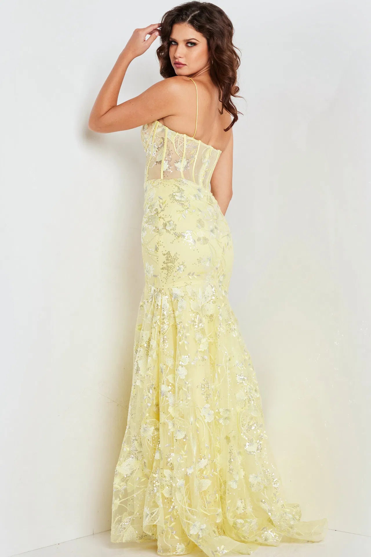 V Neckline Beaded Gown 38004