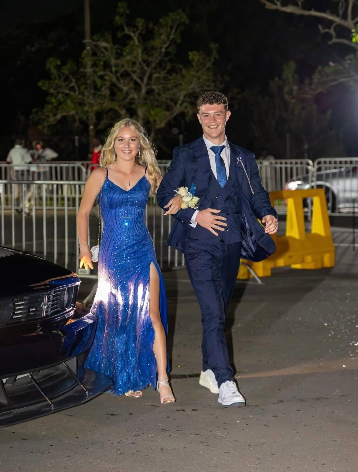 Royal blue sequined evening dress