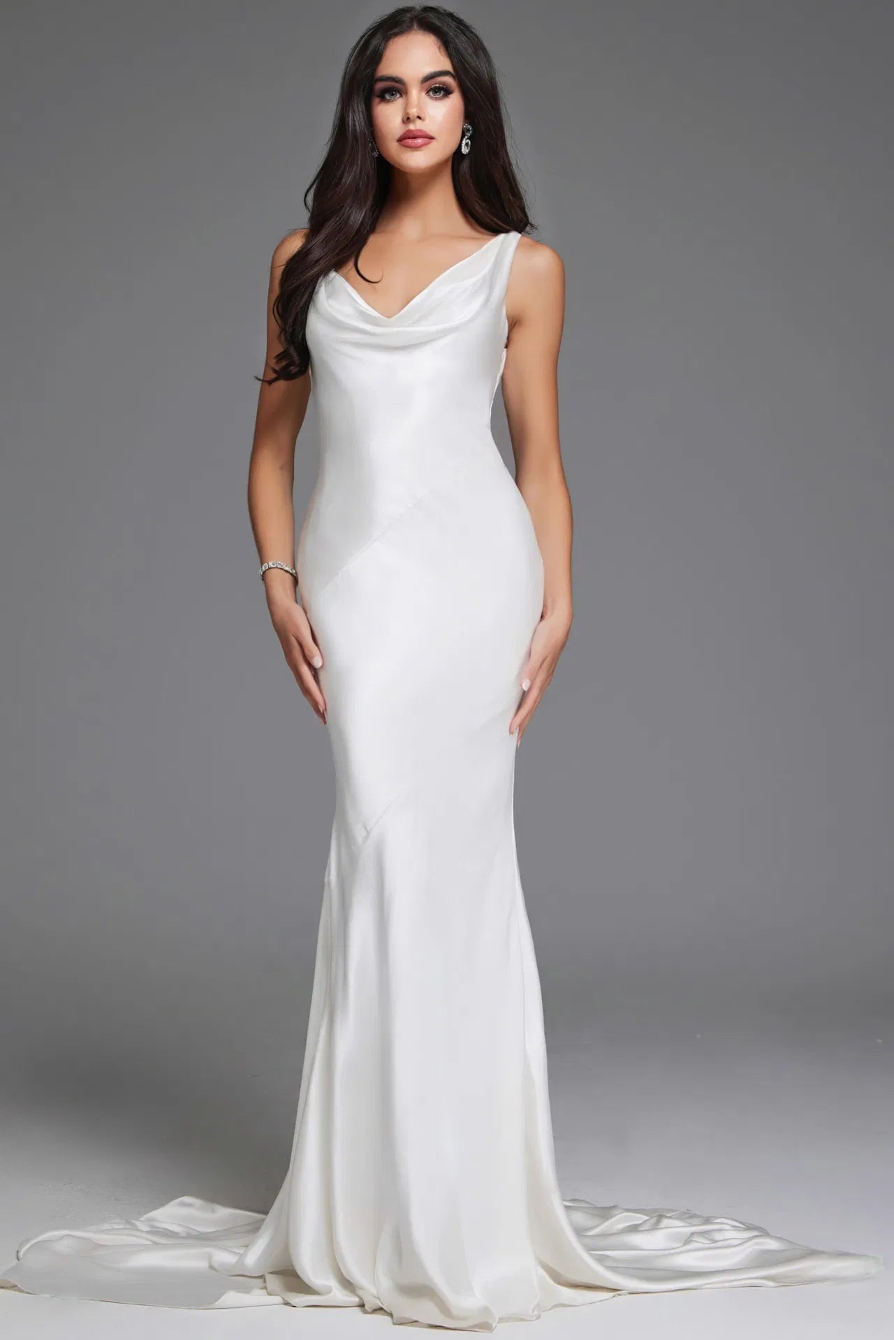 Jovani JB03910 Off White Cowl Neckline Bridal Dress