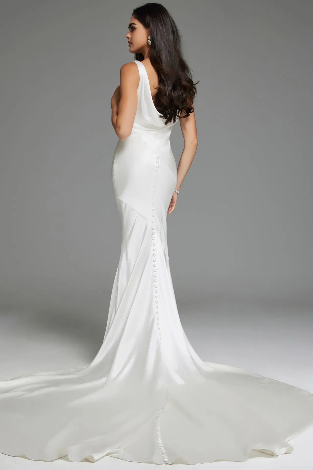 Jovani JB03910 Off White Cowl Neckline Bridal Dress