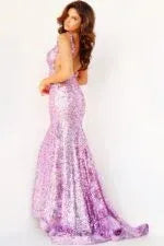 Jovani 23079 Lilac Sequin Fitted Gown