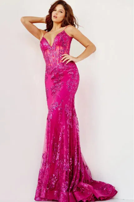 Jovani 3675 Spaghetti Straps Embellished Dress