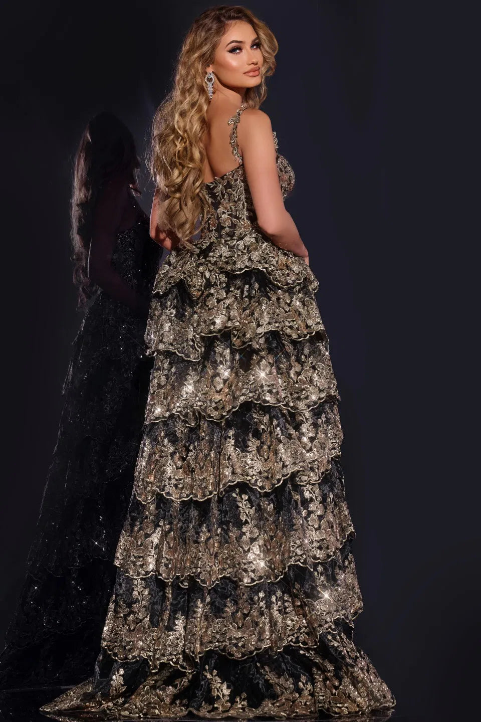 Black Layered Ballgown 37630