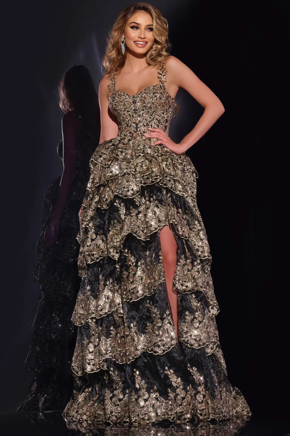 Black Layered Ballgown 37630