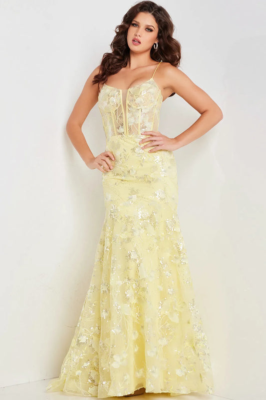 V Neckline Beaded Gown 38004