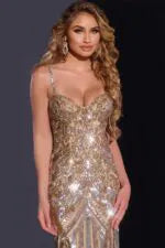 Sequin Gown with Sweetheart Neckline 38300