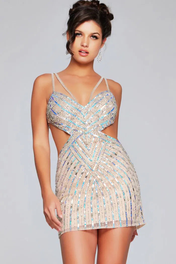 Embellished Cut Out Cocktail Dress 400610