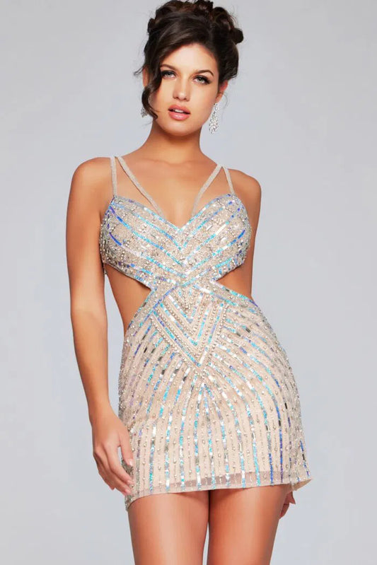 Embellished Cut Out Cocktail Dress 400610