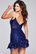 Sweetheart Sequin Mini Dress with Ruffled Hem 40383
