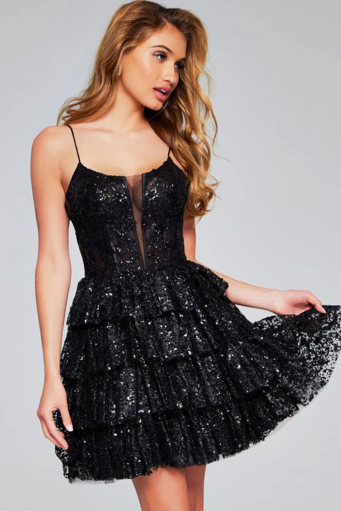 Sequin Tiered Mini Dress 40386