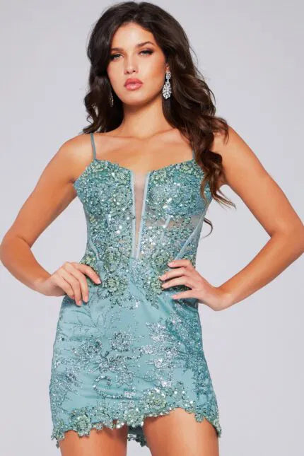 Sequin Embellished Mini Dress 40922