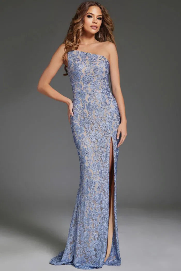 One Shoulder Lace Gown 43753