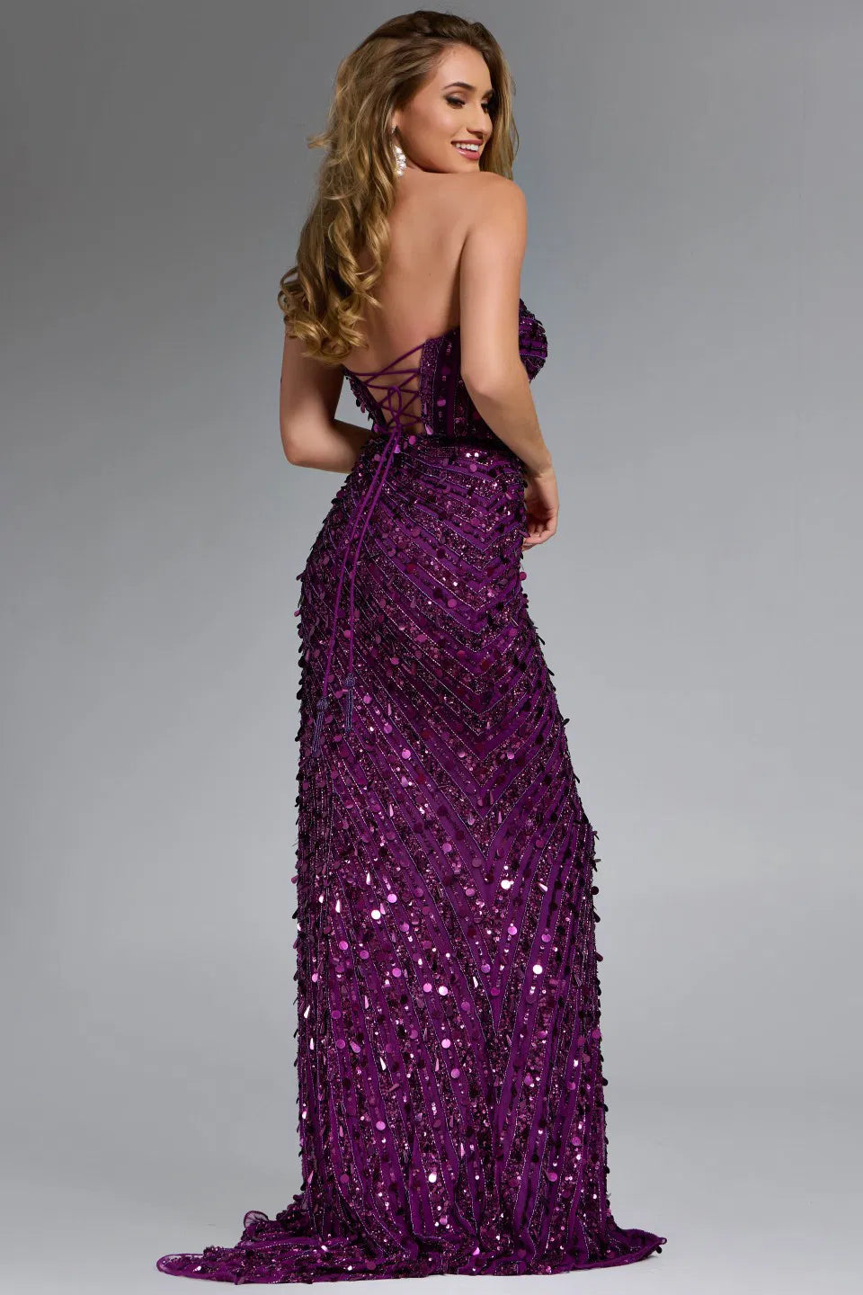 Strapless Gown with Sequin Embellishments 46714
