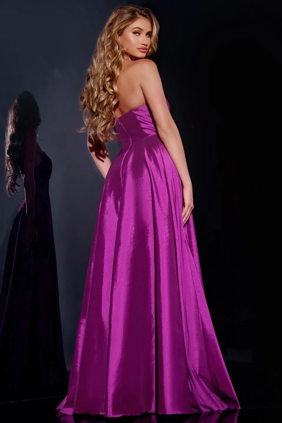 Strapless A-Line Gown with High Slit D5822