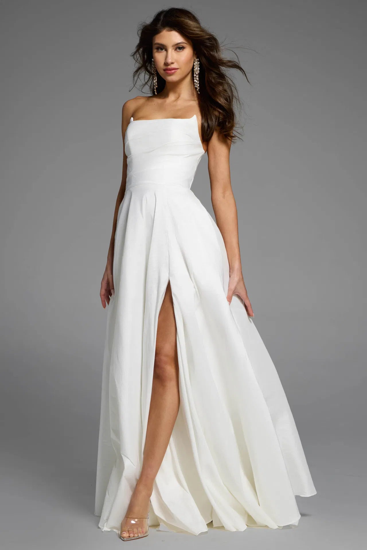 Strapless A-Line Gown with High Slit D5822
