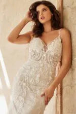 White Sheer V Neck Dress with Spaghetti Straps JB37532