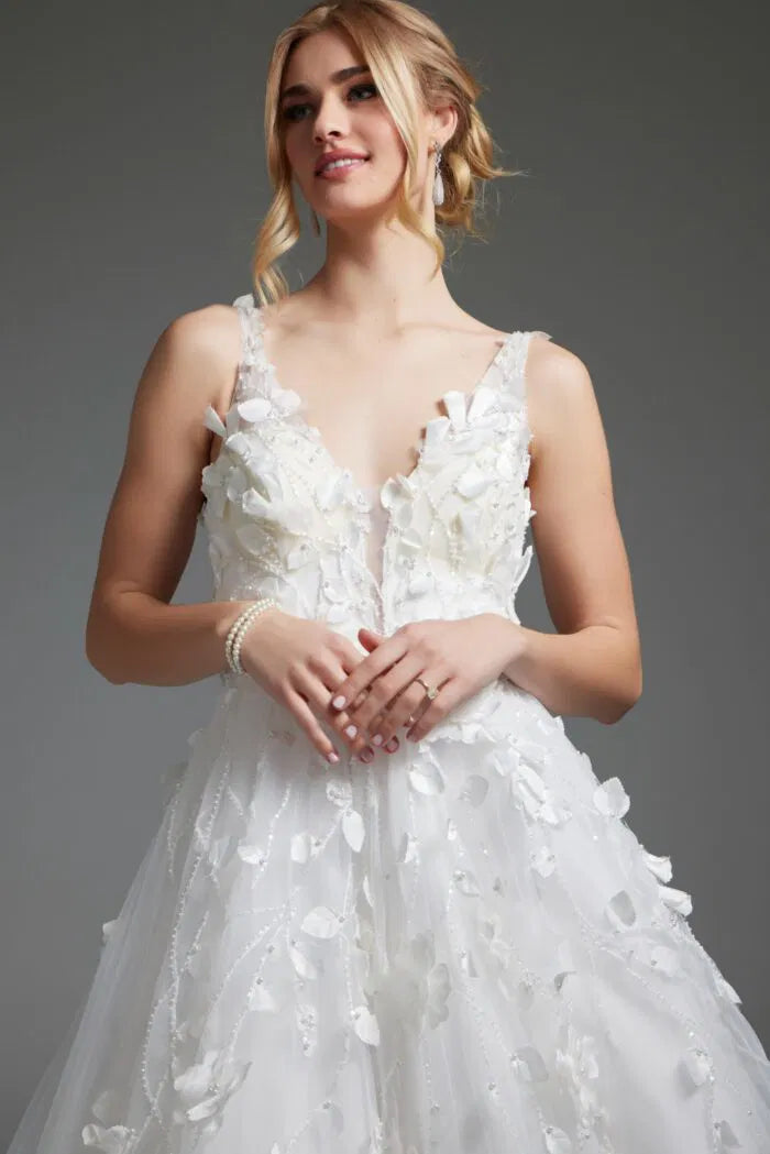 V Neckline Open Back Bridal Gown JB40511