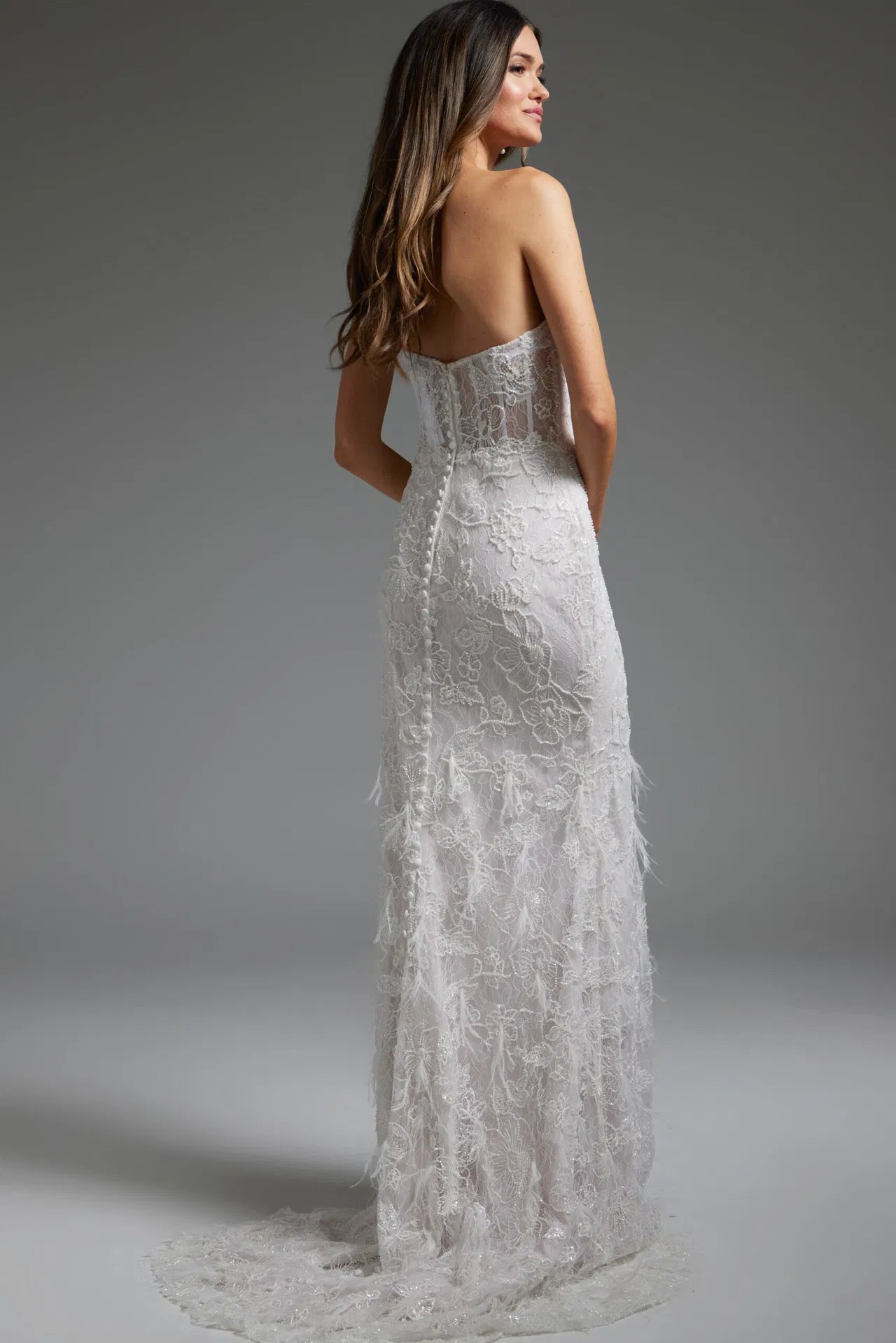 Strapless Sweetheart Neckline Lace Bridal Gown JB40590