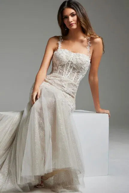Ivory Nude Embellished Mermaid Bridal Dress JB40631