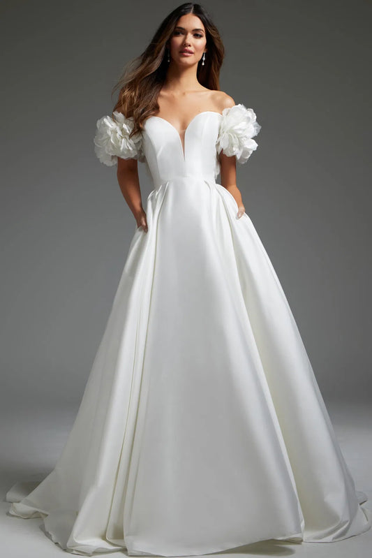off the Shoulder V Neck Wedding Dress JB40795