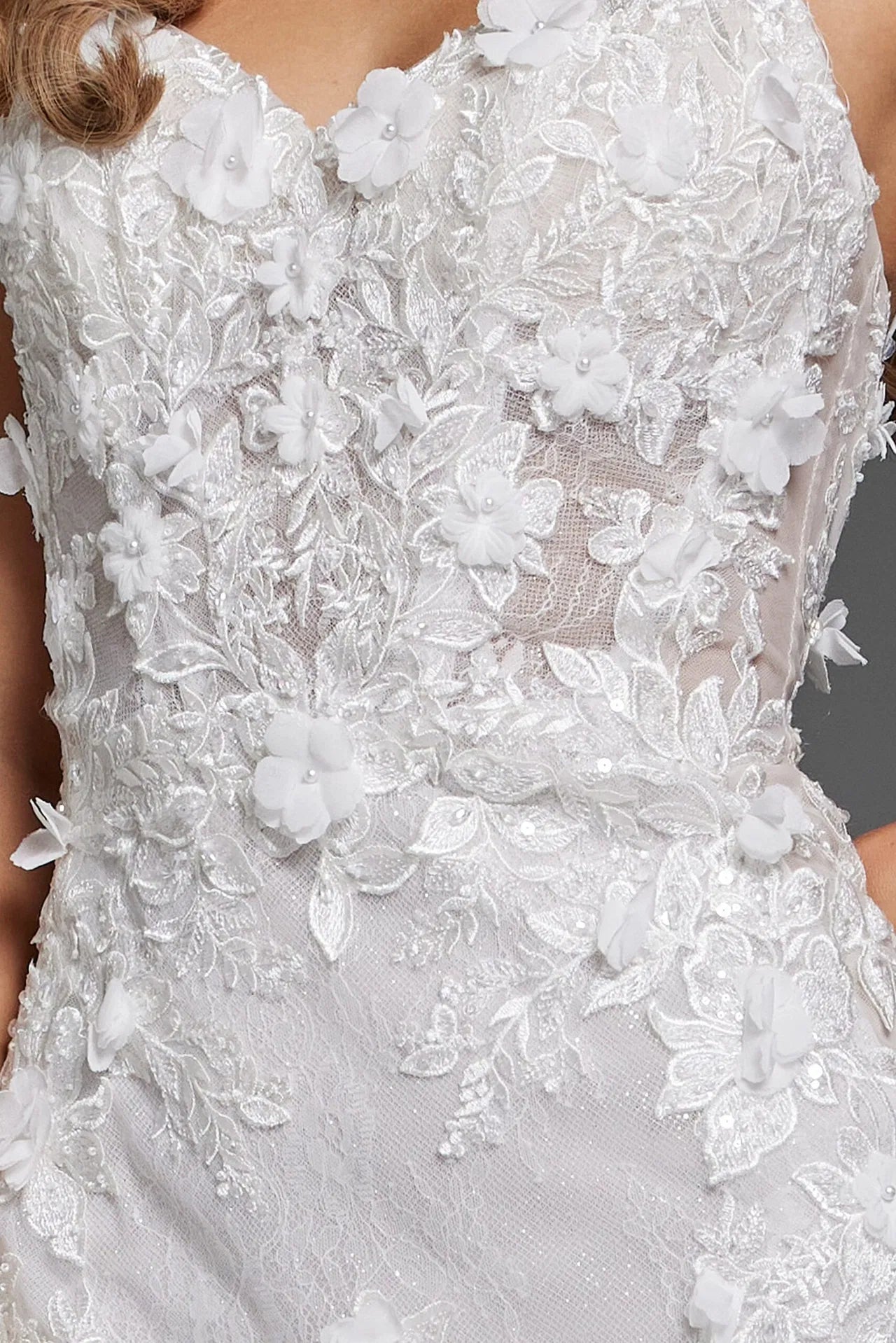 Elegant Mermaid Lace Wedding Dress with Floral Appliqué JB42484