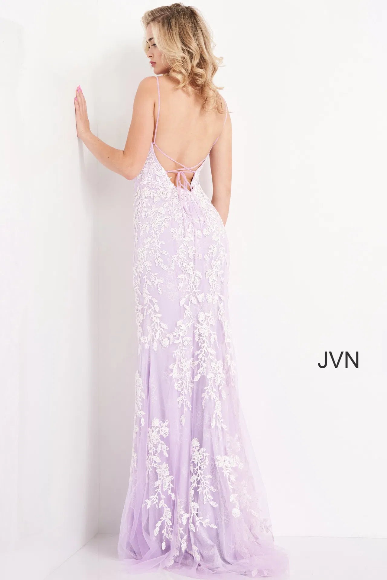 06660 Lilac Sheath High Slit Floral Dress