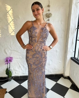 purple detailed matric dress