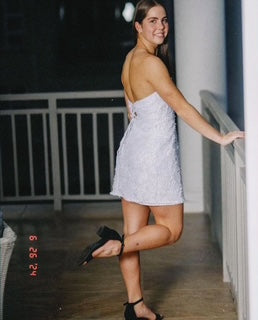 White embellished cocktail dress