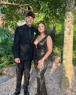 Black and gold evening dress