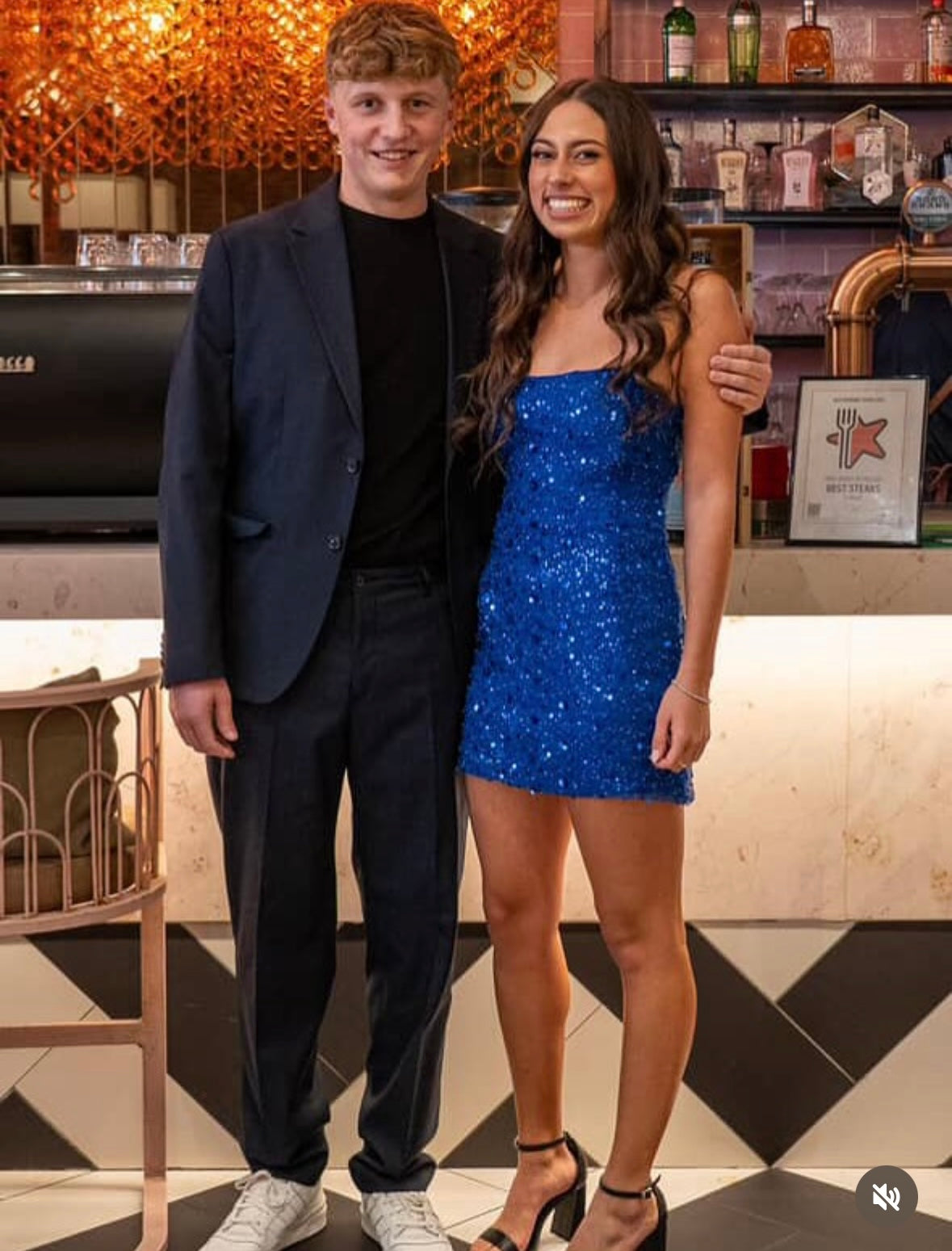 Royal blue strapless cocktail dress